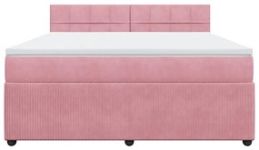 vidaXL Κρεβάτι Boxspring με Στρώμα Ροζ 180x200 εκ. Βελούδινο