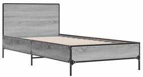 vidaXL Πλαίσιο Κρεβατιού Γκρι Sonoma 75x190 εκ. Επεξ. Ξύλο &amp; Μέταλλο
