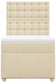 vidaXL Κρεβάτι Boxspring με Στρώμα Κρεμ 100 x 200 εκ. Υφασμάτινο