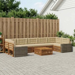 vidaXL Σειρά Καναπέ Εξωτερικού 8 pcs Φυσικό και Μπεζ