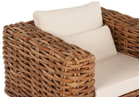 Σετ κήπου Σαλόνι TROPEL 4 τεμ Ξύλο Μαόνι με Φυσικό Rattan &amp; Λευκά Μαξιλάρια