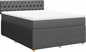vidaXL Κρεβάτι Boxspring με Στρώμα Σκούρο Γκρι 140x200 εκ Υφασμάτινο
