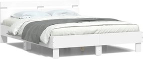 vidaXL Πλαίσιο Κρεβατιού με Κεφαλάρι/LED Λευκό 150 x 200 εκ
