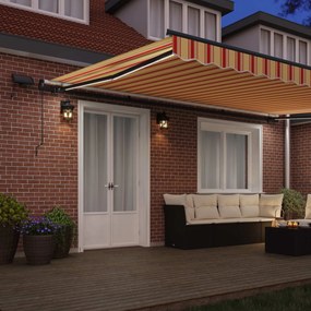 vidaXL Χειροκίνητη τέντα με ηλιακό LED 5 x 3 m