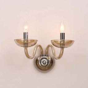 Φωτιστικό Τοίχου Δίφωτο BLK82182WCNC Cognac Crystal, Metal