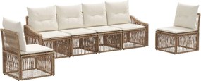 vidaXL Σετ Καναπέ Κήπου 6 pcs Μπεζ συνθετικό ρατάν