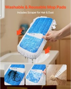 VEVOR Spray Mop Refillable Water Tank Washable Microfiber Pad for Hardwood Floor