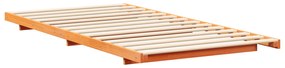 vidaXL Κρεβάτι δαπέδου Καφέ κεριού 100 x 200 cm Μασίφ ξύλο πεύκου