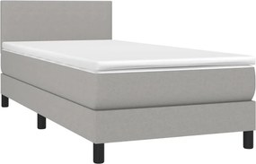 vidaXL Κρεβάτι Boxspring με Στρώμα &amp; LED Αν.Γκρι 100x200 εκ Υφασμάτινο