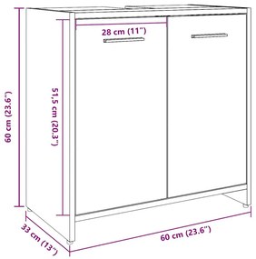 Ντουλάπι Νιπτήρα Μπάνιου Μπετόν Γκρι 60x33x60 εκ. Επεξ. Ξύλο - Γκρι