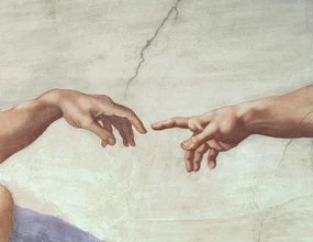 Michelangelo Buonarroti - Αναπαραγωγή Hands of God and Adam, detail, (40 x 30 cm)