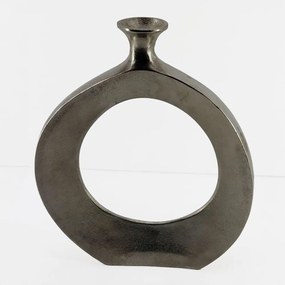 Βάζο Abstract Circle 029019 37x5x45cm Silver Nickel Αλουμίνιο