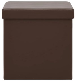 vidaXL Σκαμπό Αποθήκευσης Πτυσσόμενο Καφέ από PVC