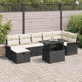 vidaXL Σετ Καναπέ Κήπου με μαξιλάρι 8 pcs Μαύρο Πολυ ράταν