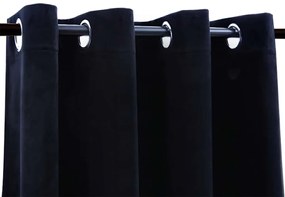 vidaXL Κουρτίνες Συσκότισης με Κρίκους 2 τεμ Μαύρες 140x225 εκ Βελούδο