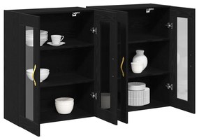 vidaXL Τοίχου ντουλάπες 2 τεμάχια Μαύρη Δρυς 69,5x34x90 εκ. Κατασκευασμένο ξύλο