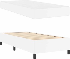 vidaXL Σκελετός Κρεβατιού με στρώμα Λευκό 100 x 200 cm ύφασμα