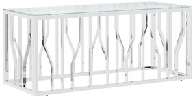 vidaXL Τραπέζι Σαλονιού 110x45x45 εκ. από Ανοξ. Ατσάλι και Γυαλί