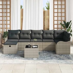 vidaXL Σετ Καναπέ Κήπου με μαξιλάρι 8 pcs Ανοιχτό γκρι Πολυ ράταν
