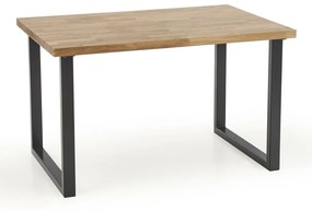 Τραπέζι Houston 945, Μαύρο, Δρυς, 76x85x140cm, 52 kg, Ξύλο, Μέταλλο, Ξύλο: Δρυς | Epipla1.gr