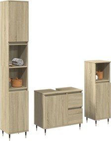 vidaXL Σετ Επίπλων Μπάνιου 3 Τεμαχίων Sonoma Δρυς Επεξεργασμένο Ξύλο