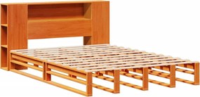 vidaXL Κρεβάτι Βιβλιοθήκη Χωρίς Στρώμα Καφέ 140x200 εκ Μασίφ Πεύκο