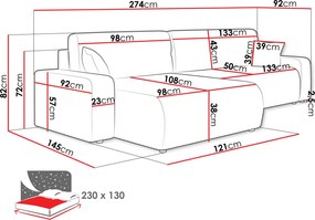 Γωνιακός καναπές Piano-Mpez - 274.00Χ145.00Χ82.00cm