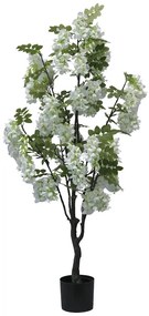Διακοσμητικό φυτό Bean flowers σε γλάστρα Inart λευκό pp Υ125εκ