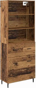 vidaXL Highboard με συρτάρι 2 pcs Παλιό Ξύλο Επεξεργασμένο ξύλο