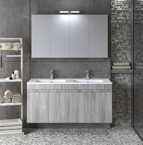 Σετ Έπιπλο Μπάνιου OMEGA 120 Grey Oak με Διπλό Νιπτήρα 120x46x135 εκ.