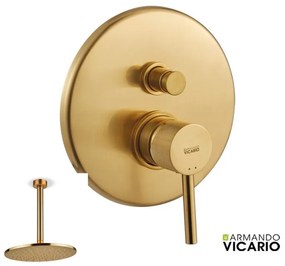 Armando Vicario Industrial Gold Brushed Ανακλινόμενη κεφαλή+μπράτσο οροφής+Μίκτης εντοιχισμού 2 εξόδων