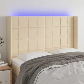Κεφαλάρι Κρεβατιού LED Κρεμ 147x16x118/128 εκ. Υφασμάτινο - Κρεμ