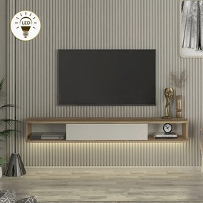 Έπιπλο τηλεόρασης επιτοίχιο Cross Megapap με LED χρώμα sepet oak - sandstone 150x29,6x19,2εκ. - 0265921