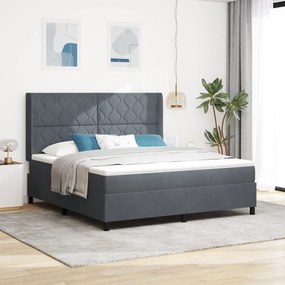 vidaXL Κρεβάτι με Στρώμα και LED  Σκούρο Γκρι 180x200 εκ Βελούδο