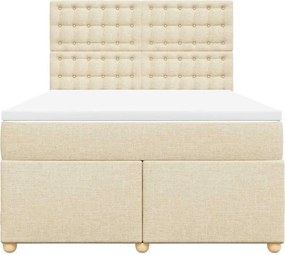 vidaXL Κρεβάτι Boxspring με Στρώμα Κρεμ 140x190 εκ. Υφασμάτινο