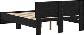 vidaXL Κρεβάτι με Κεφαλάρι Μαύρη Δρυς 120 x 190 cm Επεξεργασμένο ξύλο
