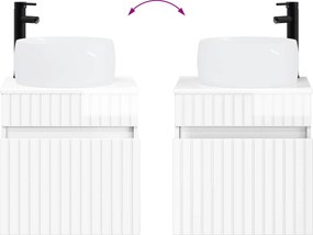 vidaXL Επιτοίχιο έπιπλο νιπτήρα μπάνιου Γυαλιστερό Λευκό
