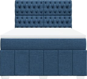 vidaXL Κρεβάτι Boxspring με Στρώμα Μπλε 140x200 εκ. Υφασμάτινο