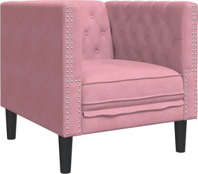 vidaXL Πολυθρόνα Chesterfield Ροζ Βελούδινη