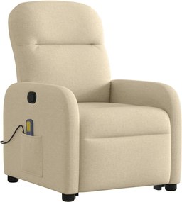 vidaXL Πολυθρόνα Μασάζ Ανακλινόμενη με Ανύψωση Κρεμ Υφασμάτινη