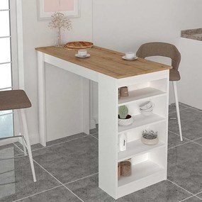Τραπέζι μπαρ Monaco Megapap από μελαμίνη χρώμα λευκό - sapphire oak 120x51,6x101,8εκ.-GP042-0211,1