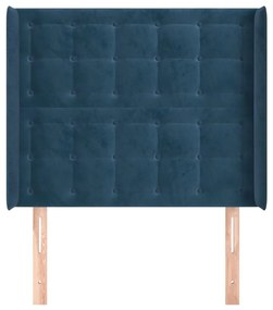 Κεφαλάρι με Πτερύγια Σκούρο Μπλε 103x16x118/128 εκ. Βελούδινο - Μπλε