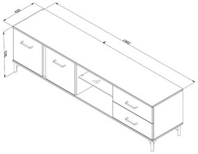 Έπιπλο TV Corsica 190 Flagstaff Oak - Μαύρο 190x42x53,5 εκ.