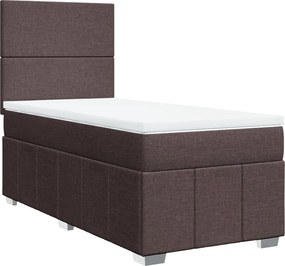 vidaXL Κρεβάτι Boxspring με Στρώμα Σκούρο Καφέ 100x200 εκ. Υφασμάτινο