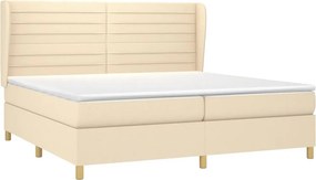 vidaXL Κρεβάτι Boxspring με Στρώμα Κρεμ 200x200 εκ. Υφασμάτινο