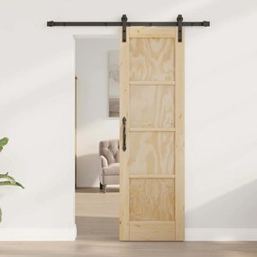 vidaXL Συρόμενη Πόρτα Φυσικό και μαύρο 61 x 198.5 εκ.