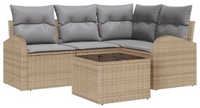 vidaXL Σετ Καναπέ Κήπου 5 pcs Μπεζ, ανοιχτό γκρι Πολυ ράταν