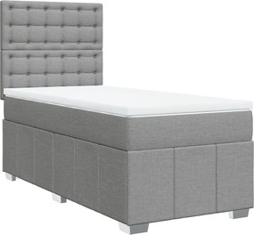vidaXL Κρεβάτι Boxspring με Στρώμα Ανοιχτό Γκρι 100x200 εκ. Υφασμάτινο