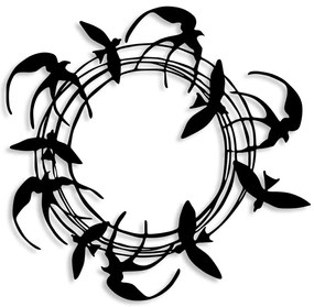 Διακοσμητικό Τοίχου Spiral Birds 891TNL2375 57x55cm Black Wallity Μέταλλο