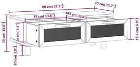 Τραπεζάκι Σαλονιού Μαύρο 80x40x30 εκ. Επεξ. Ξύλο &amp; Μασίφ Πεύκο - Μαύρο